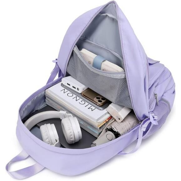Large Laptop Backpack Purple School Bookbag for Women Teen Girls Travel Bag